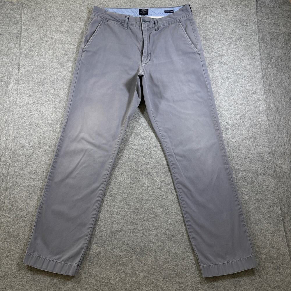 J.Crew Sutton Chino Pants Mens 30x30 Gray Slim Fit Cotton Flat Front Preppy